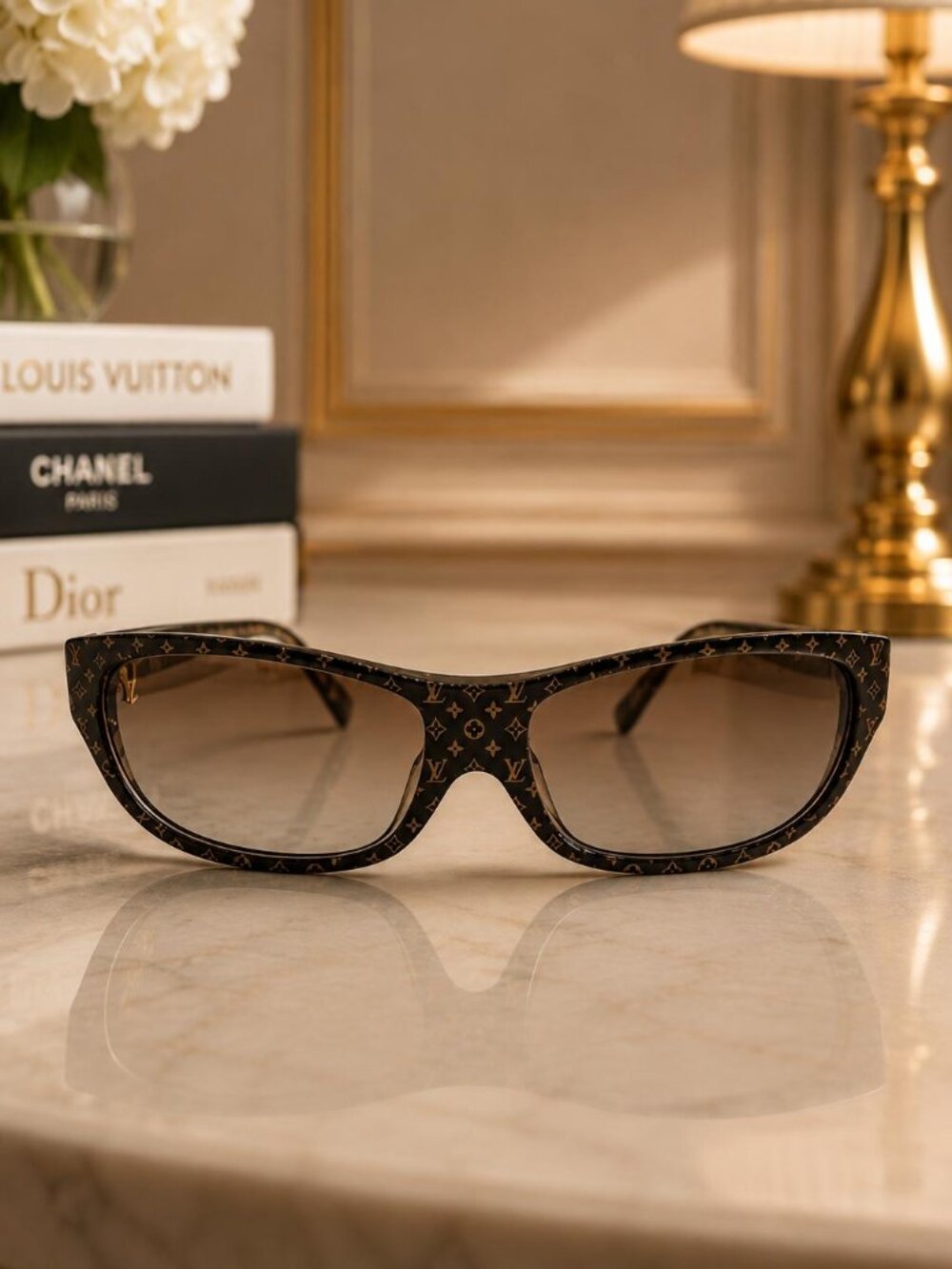 Louis Vuitton Monogram Brown Designer Sunglasses Authentic Luxury Eyewear Unisex